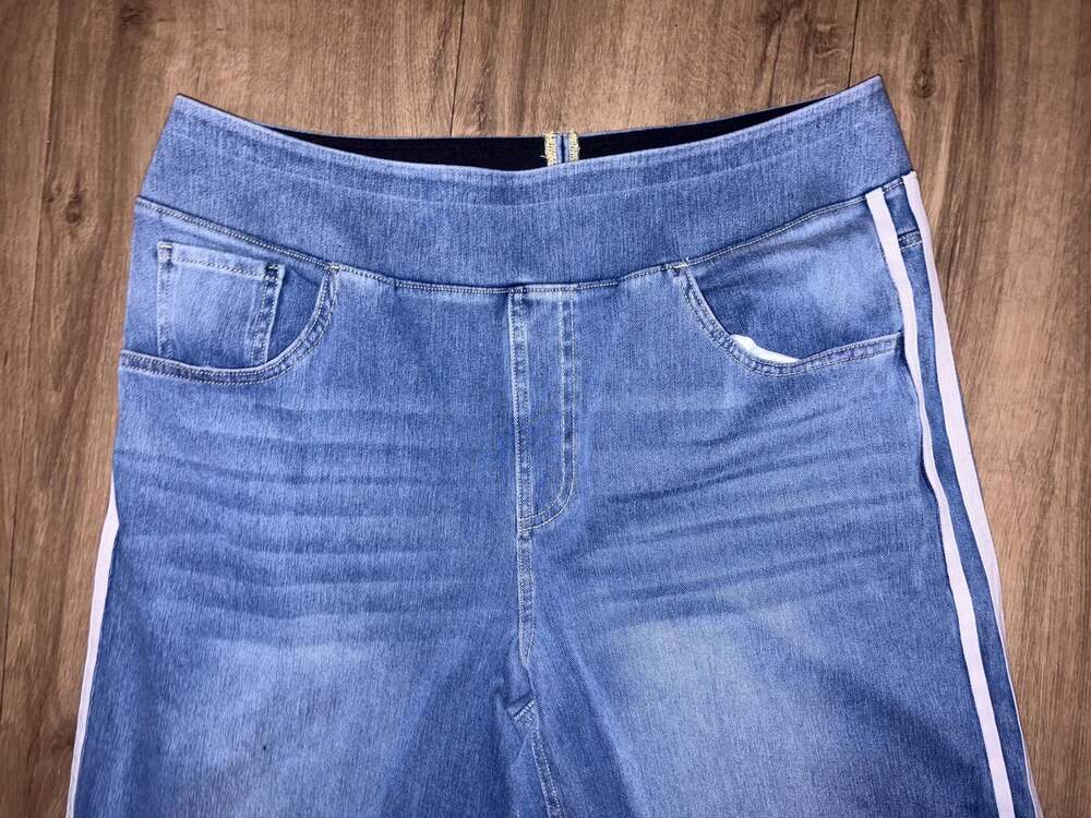 Halara Flex High Waisted Stripe Wide Leg Baggy Jeans Women's Tide Blue Denim - Picture 5 of 8
